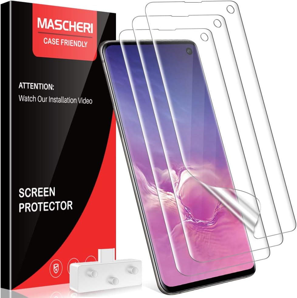 MASCHERI 3 Pack Screen Protector Compatible with Samsung Galaxy S10 HD Clear Soft TPU Films Alignment Frame Support Fingerprint Sensor Not Glass Screen Protective for Samsung S10 Film