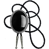 Moranse Bolo Tie With Emerald Blue and Black or More Colors Stone Celtic Style Genuine and Cowhide Rope