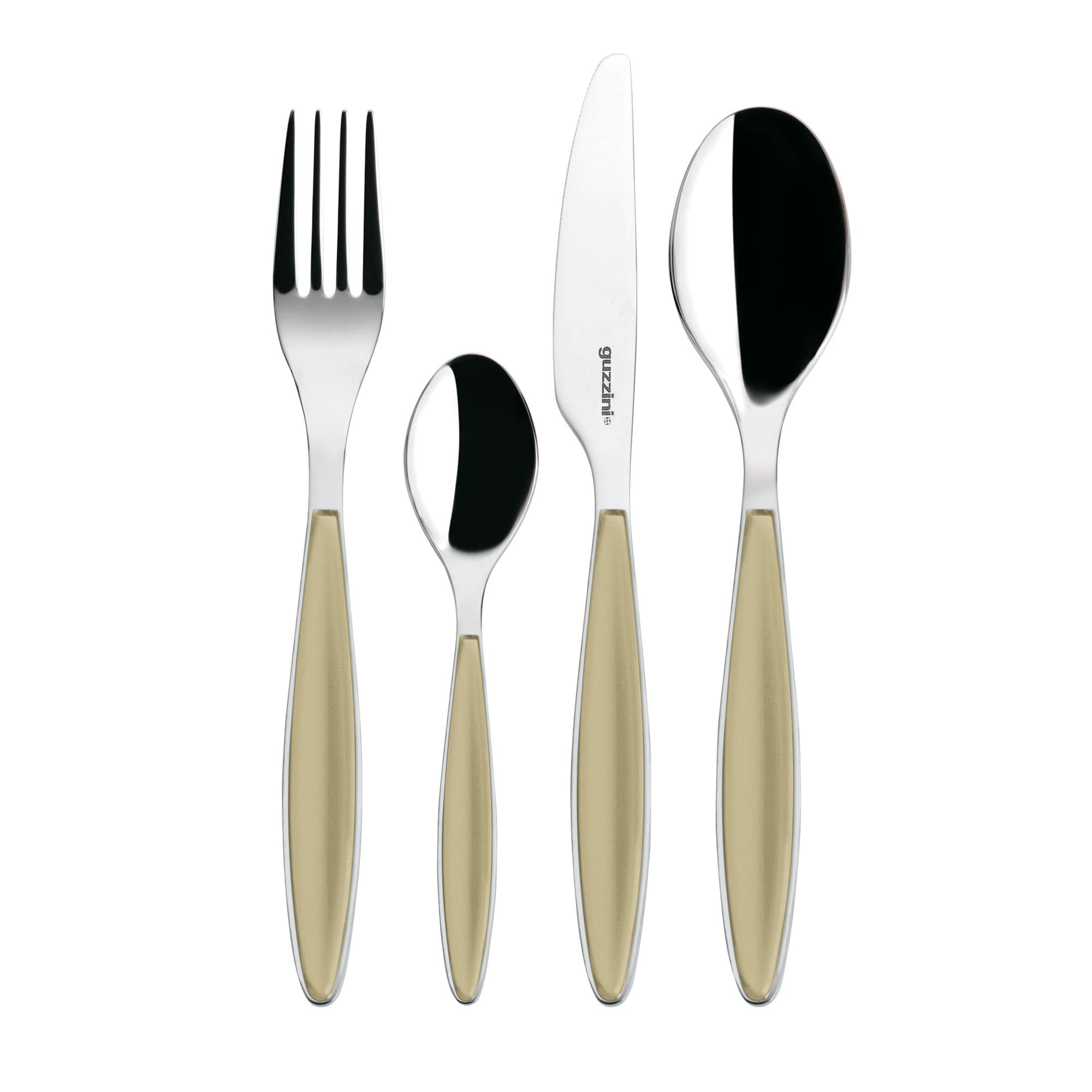 Guzzini - Feeling, 24-Piece Cutlery Set - Sand, 15.8 x 7.5 x h25.5 cm - 23000039