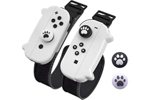 NANANINO Dance Switch Wristband, Wrist Bands for Dance Switch 2023 2022 2021 2020 2019, Adjustable Elastic Straps for Joy-Cons Controller - White (2 Packs)