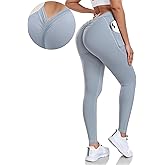 TURBOFIT V Back Scrunch Butt Leggings for Women with Pocket Butt Lifting Leggings Tummy Control Booty Lifting Leggings