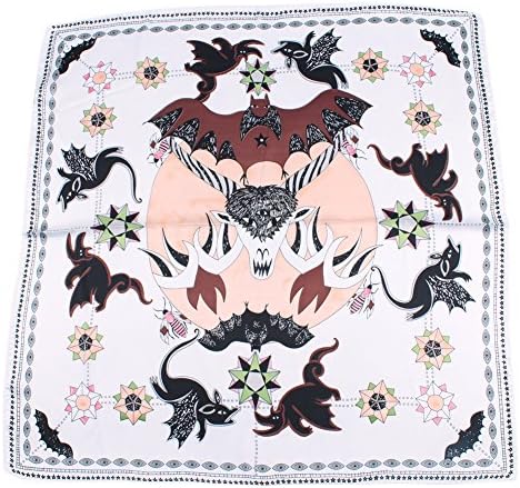 Jaweaver Animal Silk Like Scarf For Women Soft Square Neckcheif Headscarf 27'' (Bat Ox Head Beige)