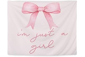 LUVADIAN Pink Coquette Bow Girly Tapestry, Coquette Room Decor, Girly Bedroom Decor, I'm Just a Girl Pink Preppy Aesthetic Tapestry Wall Hanging for Teen Girls Room Bedroom Dorm Decor, 50x60 Inches
