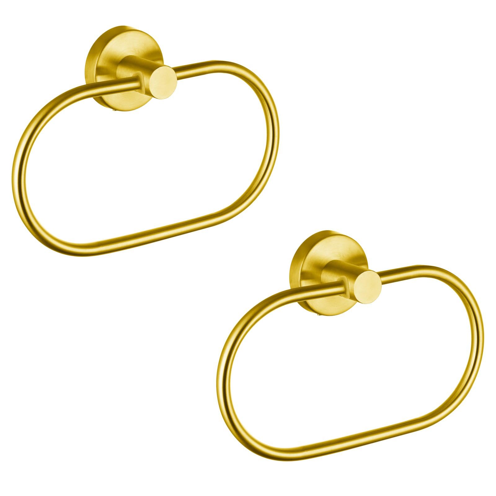 Photo 1 of Eolax Towel Ring for Bathroom, Towel Bar Hangers Wall Mount, Stainless Steel Hand Towel Holder, Modern Round Towel Hanger, Gold 2 Pack
