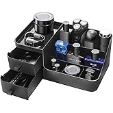 CADRSLES Cologne Organizer for Men, Perfume Organizer, Perfume Storage Holder, Perfumes Display Shelf, Fragrance Stand with Drawer for Bathroom Dresser, Bedroom Accessories, Shaving Lotion (Black)
