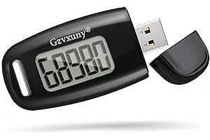 Gzvxuny USB Pedometer with Clip and Strap, Step Counter for Walking Accurately Track Steps, Simple Step Counter, Exercise Tim
