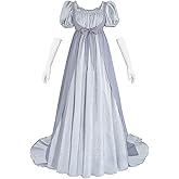 Nuoqi Regency Dresses Women Regency Era 1800s Ball Gown Empire Waist Victorian Dress with Overdress