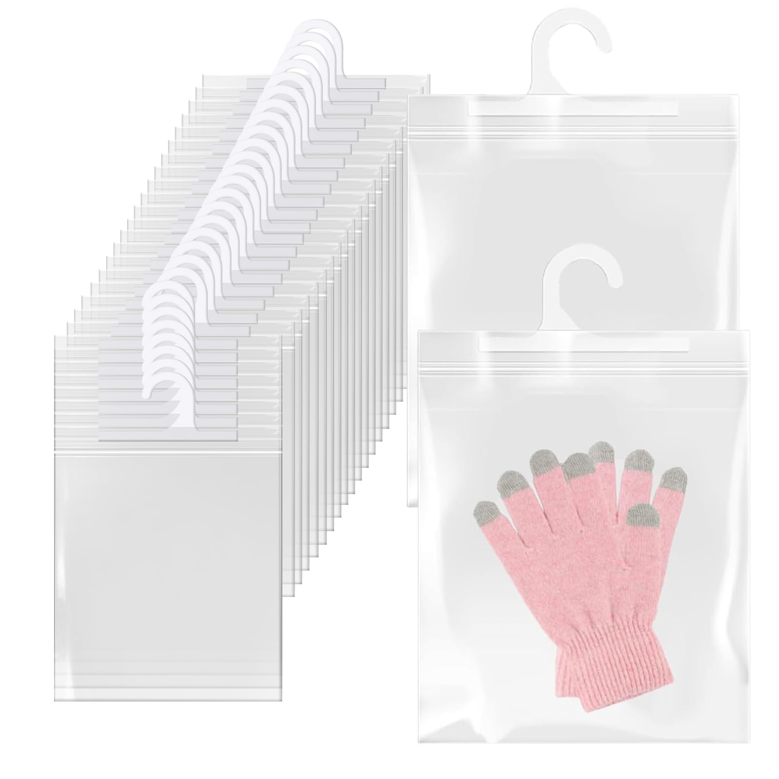 30pcs Hanging Storage Bags, Hook hanging storage bag, Reusable, Waterproof Dustproof, Clear Plastic Bags for Classroom, Library, and Pharmacy Use (26 * 38cm)