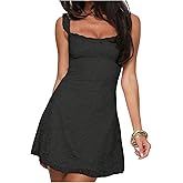 Floerns Women's Summer Mini Dress Floral Lace Sleeveless Vacation Cute A Line Dresses