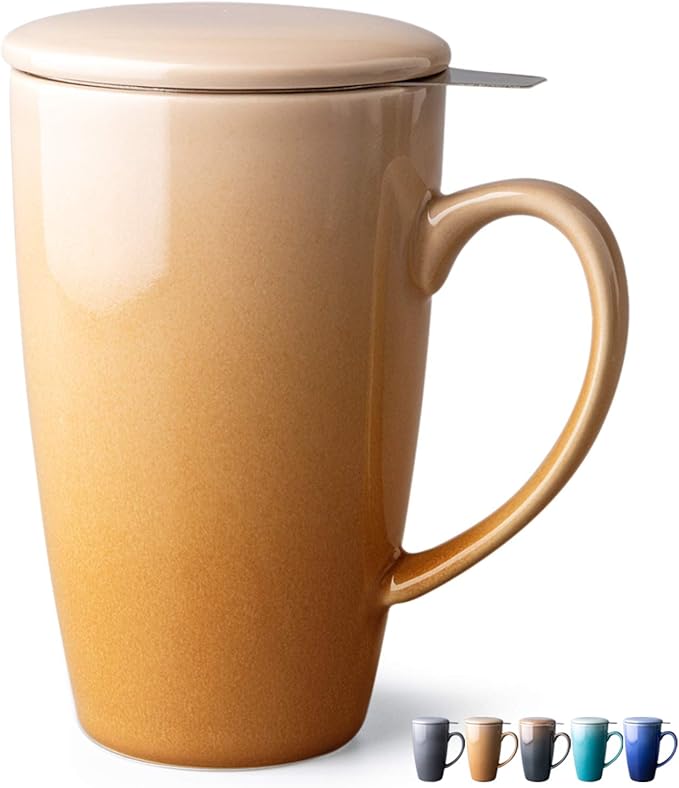 GBHOME Tea Cups with Infuser and Lid, 19 Ounces Large Tea
