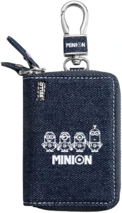 Amazon スマートキーケース ミニオンズ ダブルポケット デニム Minion ケビン スチュワート デイブ カール キーケース