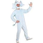 Dr. Seuss Horton Adult Costume - Velour Jumpsuit with Headpiece, Sewn-On Tail, Officially Licensed