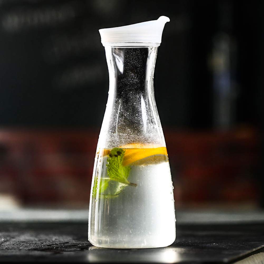 Pitcher Carafes with Lid for Juice 20 ozs Plastic Carafe with Lid for