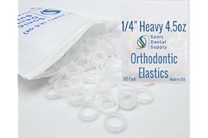 SONIC DENTAL SUPPLY 1/4 Inch Orthodontic Elastic Rubber Bands - 100 Pack - Clear Latex Free, Heavy 4.5 Ounce Small Rubberbands, Braces, Dreadlocks Hair Braids, Tooth Gap, Packaging, Crafts - Sonic Dental - Made in USA
