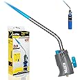BLUEFIRE MRS-7014B Trigger Start Gas Welding Torch Head for Propane & MAP PRO Fuel,Extend 1.5" Burning Tube Nozzle Piezo Self Ignition Handhold Cylinder Soldering Brazing Triple-Point Flame