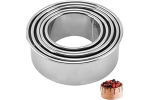 5 pcs Round Cookie Cutter Set, 5 Different Sizes Stainless Steel Round Cookie Cutters, Circular Cutting Baking Ring for Cake 