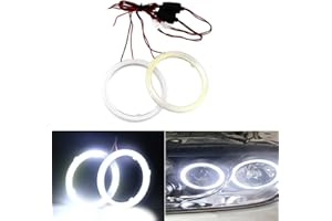 Qasim 1-Pair White 60MM 45SMD COB LED Halo Ring Angel Eyes LED Fog Light DRL Warning Lamps with Lampshade Cover 12V 24V