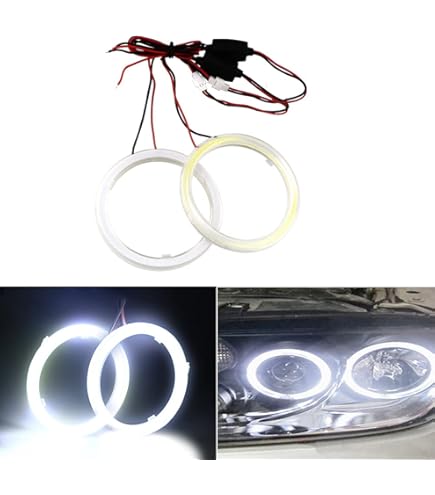 Ysy 2pcs 3.5inch Halo Fog Lamp Led Cob Angel Eyes Foglight Super White 3200lm Da