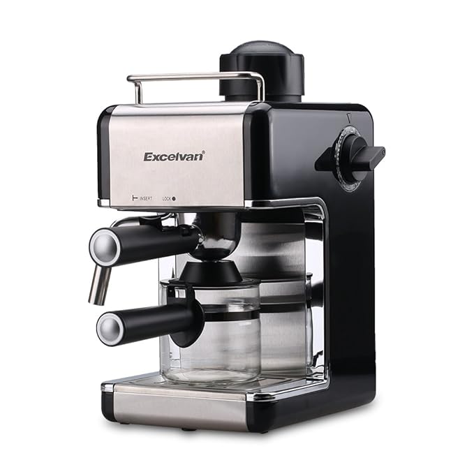 Excelvan 4Cup Steam Espresso and Cappuccino Maker, Stainless Steel