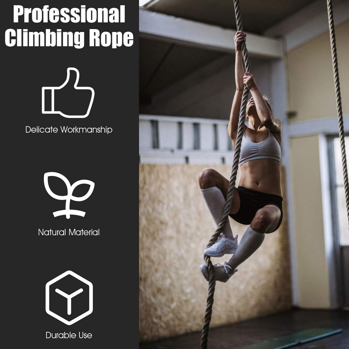 Goplus Gym Climbing Rope for Indoor & Outdoor Crossfit Exercise, Home Training and Fitness Workouts, 1.5 Inch in Diameter, No Mounting Bracket Needed, Length Available 10, 12, 15, 18, 20, 25, 30ft : Sports & Outdoors