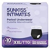 SUNKISS INTIMATES Disposable Period Underwear for Women with Heavy Flow, Low-Rise Unscented Postpartum Essentials, Black, XXLarge, 10 Count