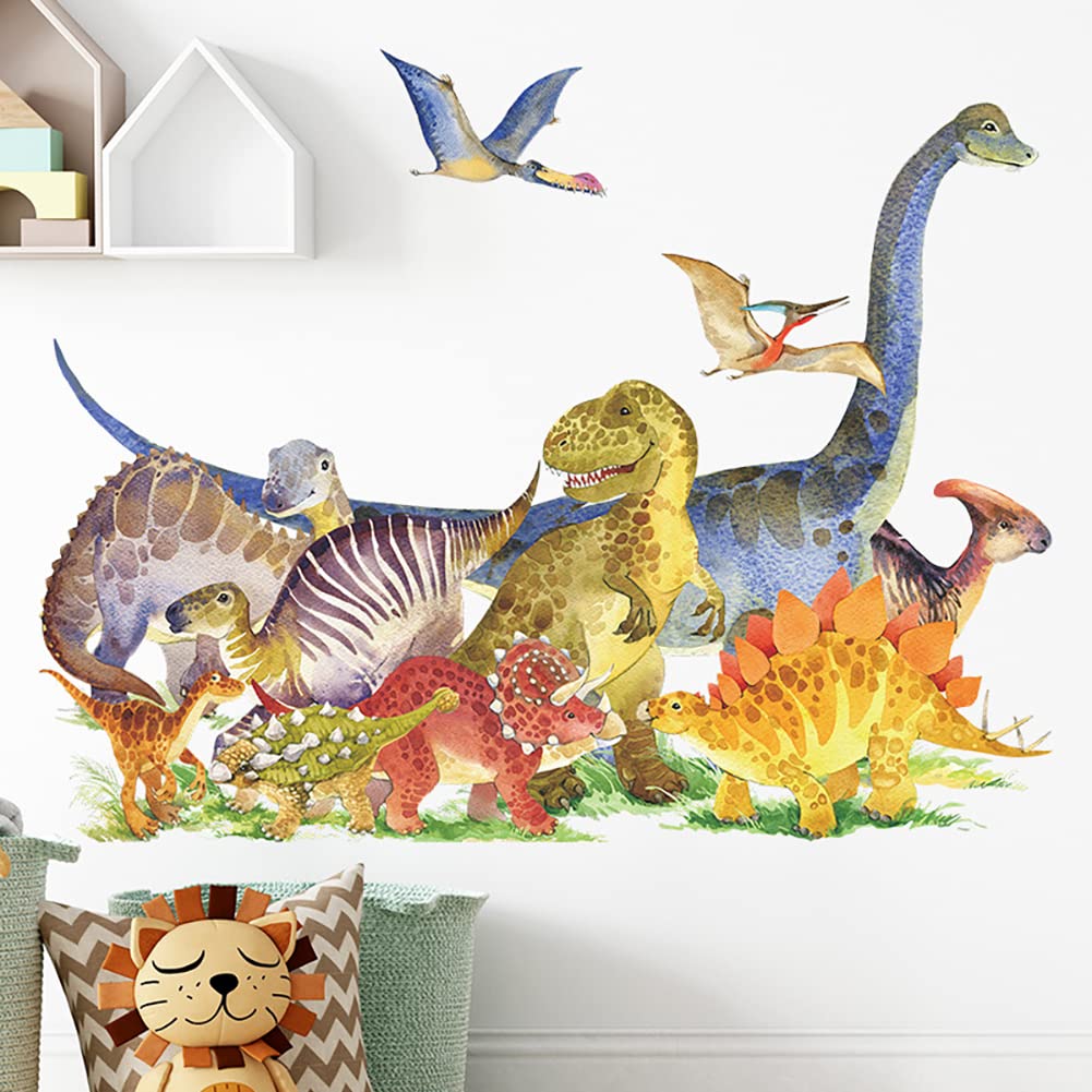 Runtoo Dinosaur Wall Decals for Boys Room Jurassic World Wall Art Stickers Kids Baby Nursery Wall Decor