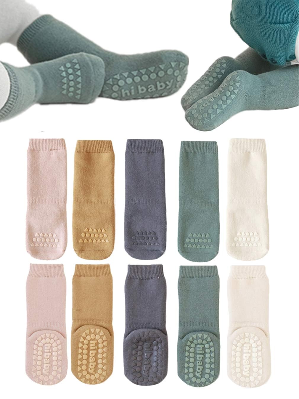 Buy Baby Non Slip Grip Socks Toddler Knee High Anti Skid Crew Slipper