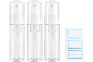 Gratriched 3pcs 2oz Plastic Travel Foam Pump Bottle - Portable Foaming Empty Bottle Dispenser for Hand Soap, Shampoo, Lash Cleanser - Well Suited for Travelers Daily Use (60ml)