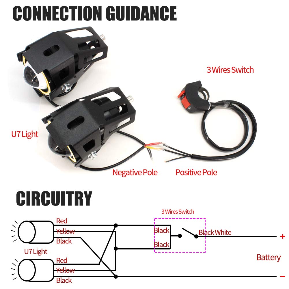 U7 Motorcycle Headlights Led Motorbike Fog Driving Lights
