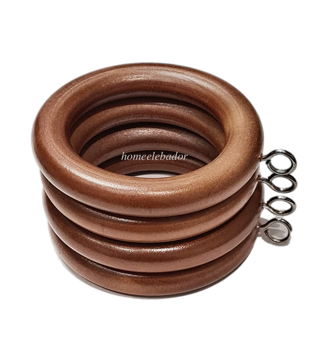 Homeelabador 45mm Wooden Curtain Hanging Ring Hooks with Eyes Natural Oak