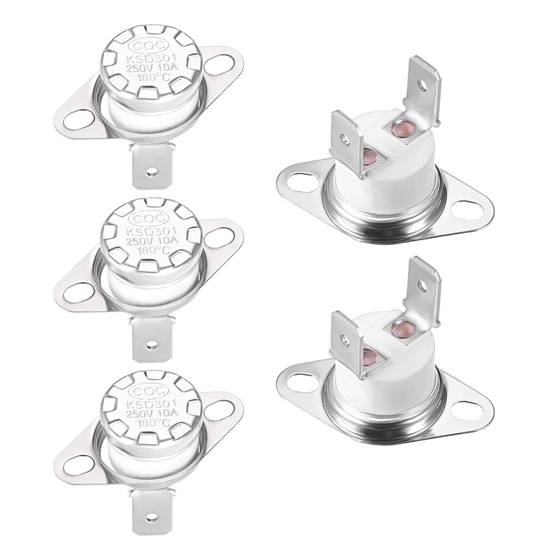 sourcing map KSD301 Thermostat 180°C/356°F 10A Normally Closed N.C Adjust Snap Disc Temperature Switch for Microwaves,Oven,Coffee Maker 5pcs,Ceramic Material