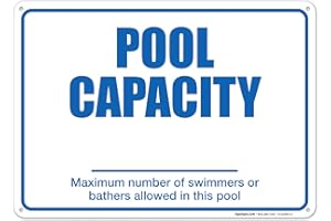 SIGO SIGNS Pool Capacity Pool Sign, 10x14 Inches, Rust Free .040 Aluminum, Fade Resistant, Made in USA