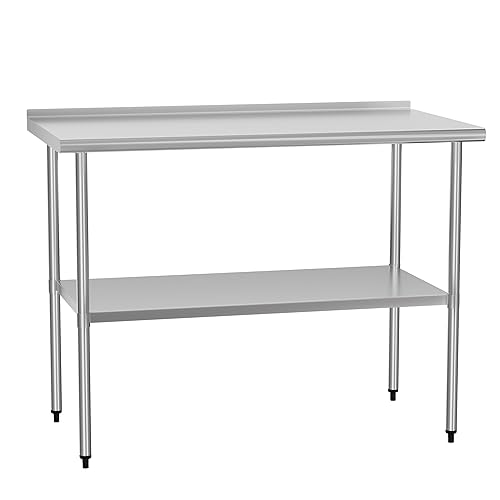 Stainless Steel Table 24 x 48 Inches Metal Prep Table with Backsplash ...