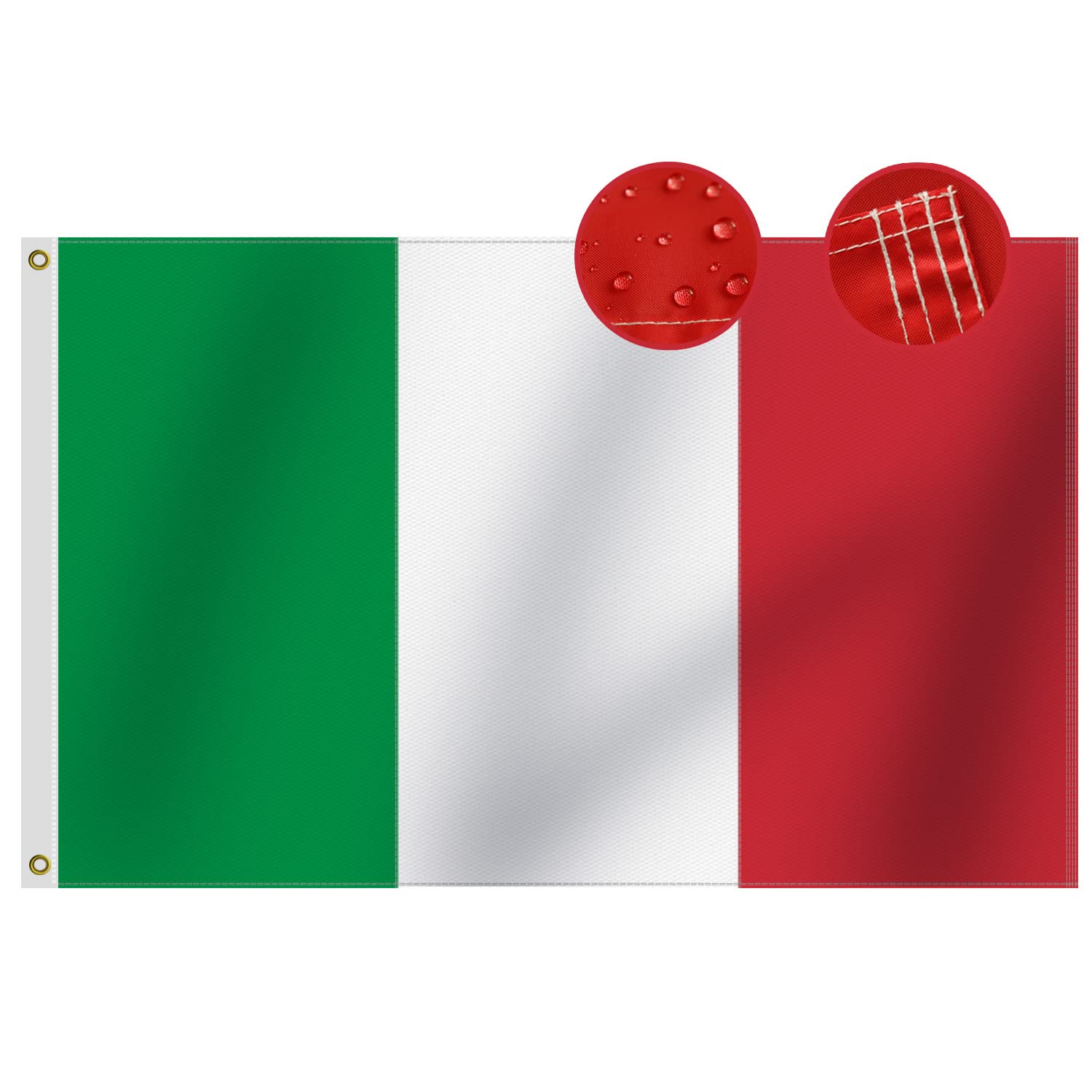 Omnisexual Heavy Duty Italy Flag 3x5 Ft, Longest Lasting Sewn Stripes Oxford Nylon 210D | Quadruple Stitched Fly Ends | Vivid Colors and UV Fade Resistant Outdoor Italian National Flags 150x90cm — image 1