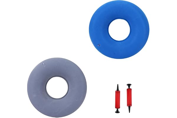 2 Pcs Donut Cushion Seat, Donut Pillow for Tailbone, Hemorrhoid Seat Pillow, Inflatable Ring Cushion with A Pump, Round Wheel