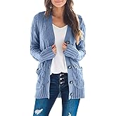 ZESICA Women's Cardigan Sweaters 2026 Spring Button Down Open Front Cable Knit Casual Trendy Clothing Outerwear