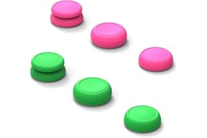 Skull & Co. Skin, CQC and FPS Thumb Grip Set Joystick Cap Analog Stick Cap for Nintendo Switch Joy-Con Controller - Neon Pink+Green, 3 Pairs(6pcs)