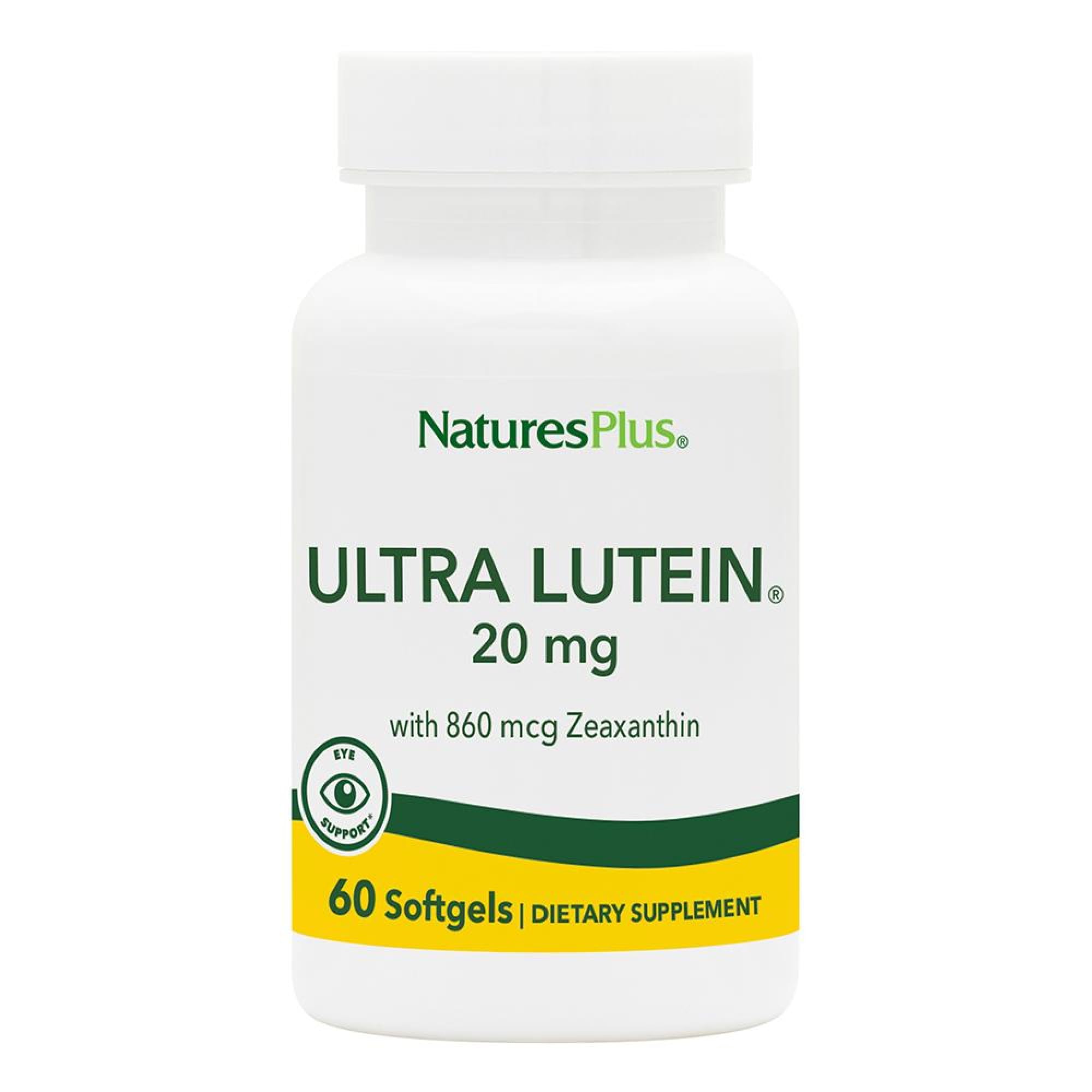 NaturesPlus Ultra Lutein - High Potency Lutein Supplement with Zeaxanthin - Higher Absorption, Science Backed FloraGlo from Marigold, One A Day - Gluten Free - 60 Softgel Capsules
