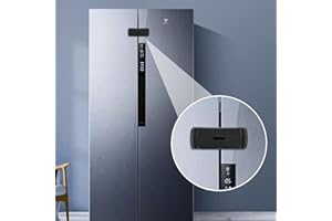 CLYMENE Updated French Door Fridge Lock, Childproof Lock for French Door Refrigerator/Freezer - Secure, Adjustable, Easy Installation - Cabinet Cupboard Safety Latch Lock for Kids & Toddlers (Black)