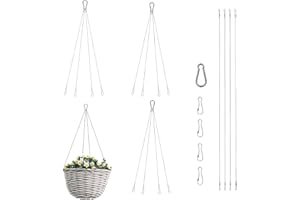 MRRCYUR Chain for Hanging Plants, Hanging Basket Chains Replacement 4 Point 22" Heavy Duty Stainless Steel Wire to Hang Wooden Orchid Planter/Flower Pot/Bird Feeder/Lanterns and Pictures (Silver-3pack)