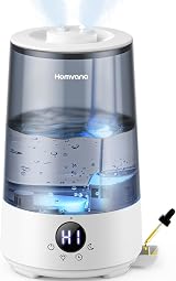 Homvana Humidifier 3.6L Cool Mist 34H Runtime 16dB Night Light Grey