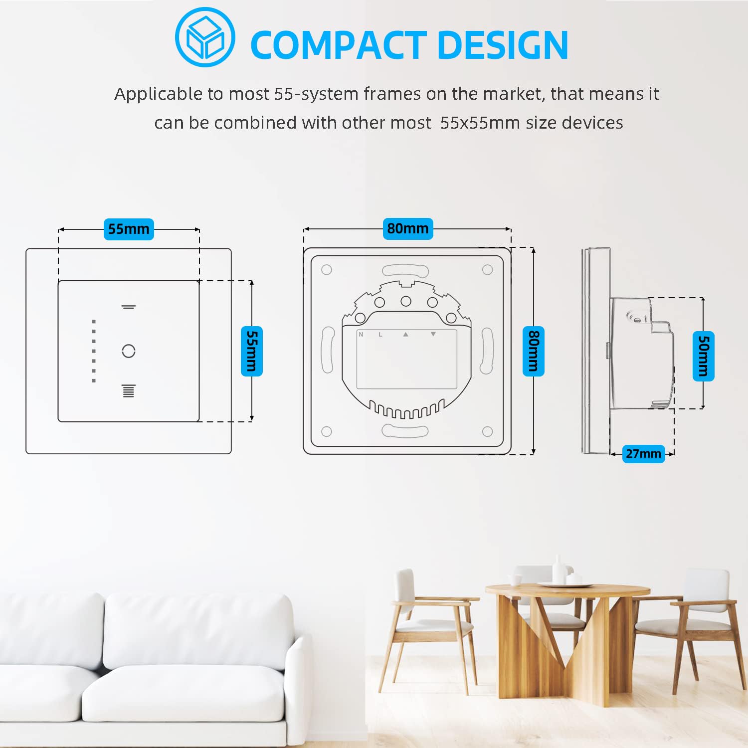 SMARTERCURRY WLAN Rollladenschalter [6.1Gen], Smart LED Jalousien Schalter mit Timer, Kindersicherung, Rollladensteuerung kompatibel mit Echo Alexa/Google, 4 Stück | Weiß 3