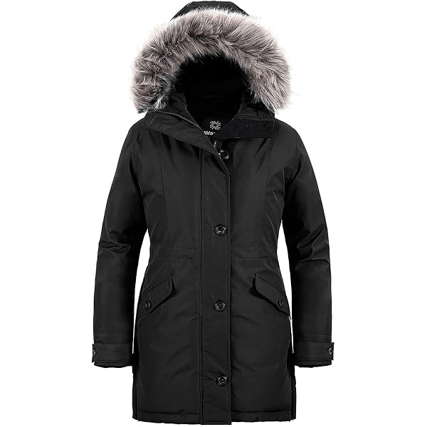 1 Madison Ladies' Water Resistant Long Parka with Faux Fur Hood (M