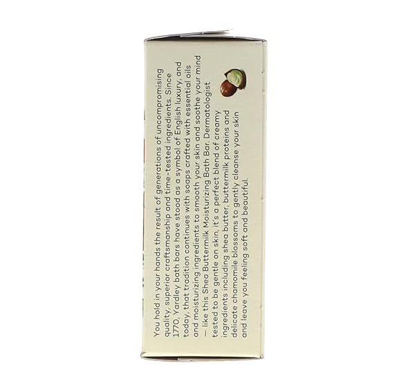 YARDLEY LONDON BATH BARS SOAP FOR SENSITIVE SKIN, SHEA BUTTERMILK – 4.0 OZ