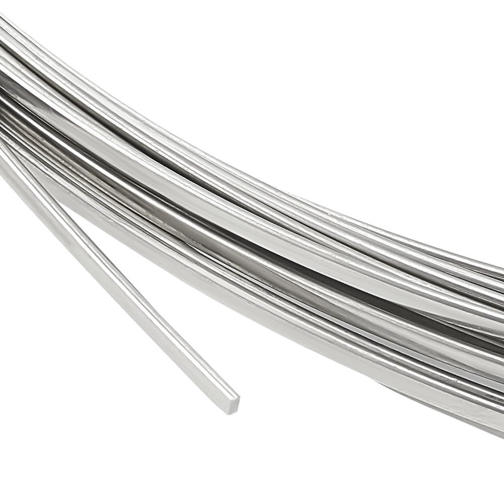 BENECREAT 19 Gauge 1mm 304 Stainless Steel Flat Wire, 7m/23 Feet 2mm Wide, Bendable for Jewellery Making, Resin Bezel Frame, Floral Arrangements