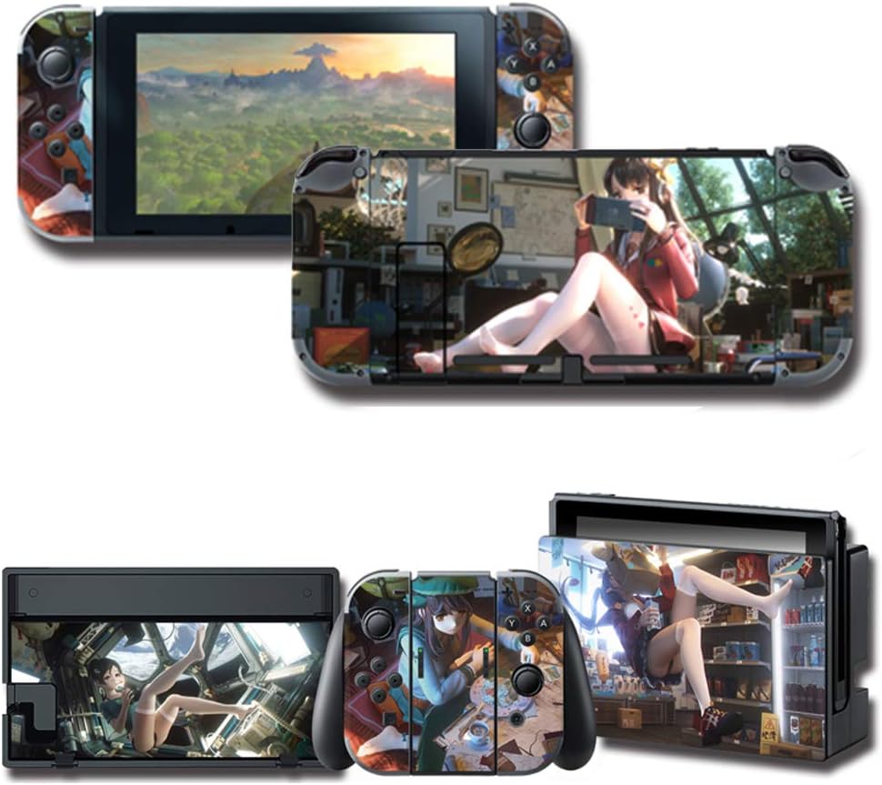 GilGames Decals Vinyl Skin Cover for Nintendo Switch, Full Set Protector Wrap Stickers Joint Protective Faceplate Console Joy-Con Dock: Home Audio & Theater