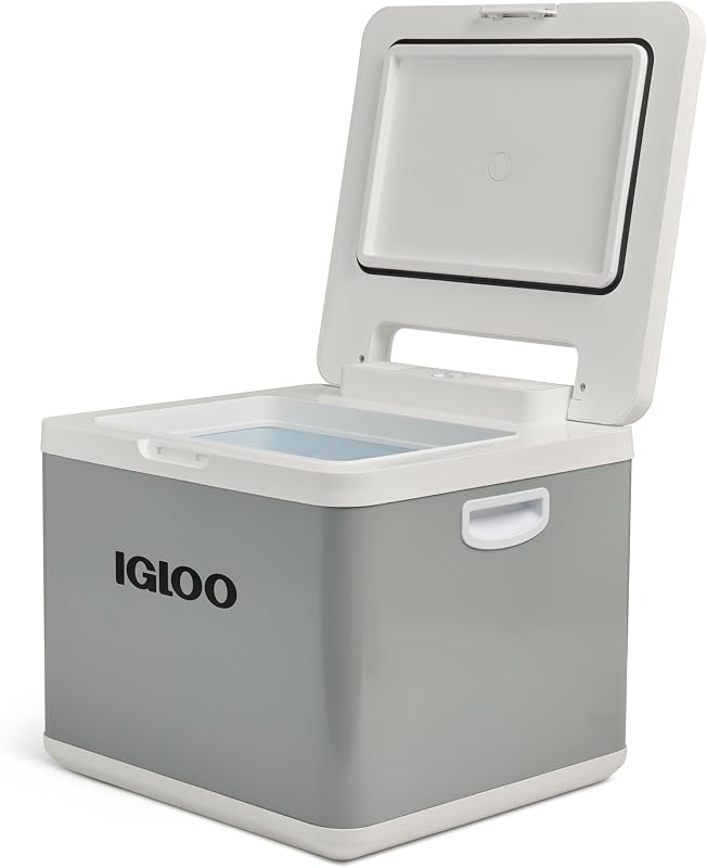 glacière à compresseur hybride IH45 - Congélateur, 43 litres, 12 V et 230 V, mini-réfrigérateur pour voiture, camping-car et camping, gris.