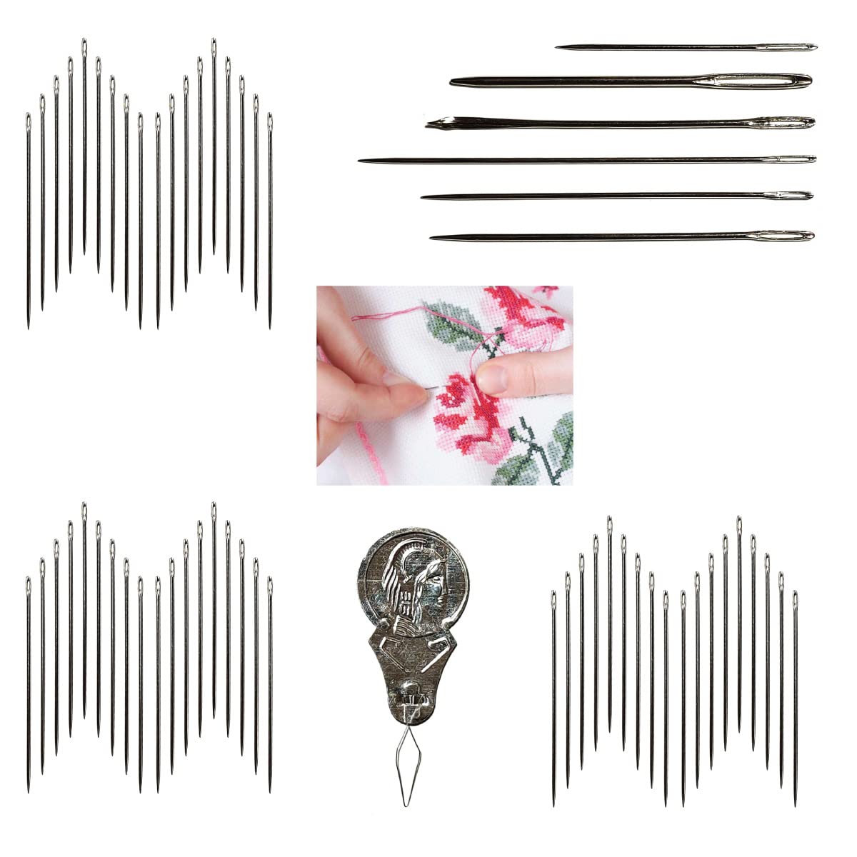 61 Pieces Hand Sewing Needles, Assorted Sewing Needles for Tailoring Mending Knitting DIY Eyelet Large Eye with Needle for Sewing Leather Leather