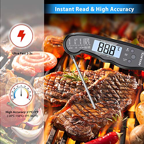 NIXIUKOL Digital Meat Thermometer Oven Safe, 2 in 1 Instant Read Food