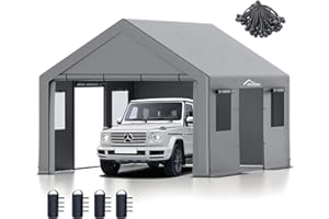 Acepic Carport 10x20ft Heavy Duty Carport Features Roll-up Windows & Doors, Portable Garage with UV Resistant Waterproof All-Season Tarp for Car, Truck, Boat